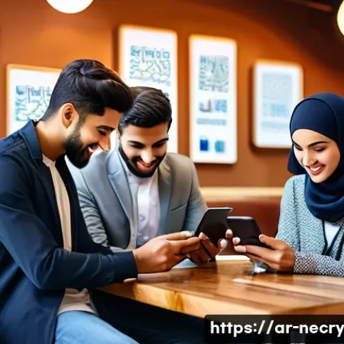 Home 17 공공 Wi Fi 사용 시 보안 대책 - A cozy Middle Eastern café scene in a busy urban setting, featuring Arabic signage and traditional d...